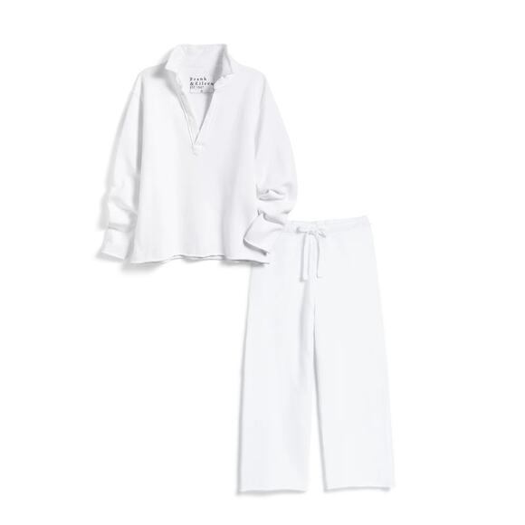 NEW Frank & Eileen Carmel Travel Set Patrick Popover & Catherine Pant Sz S White - Picture 3 of 13